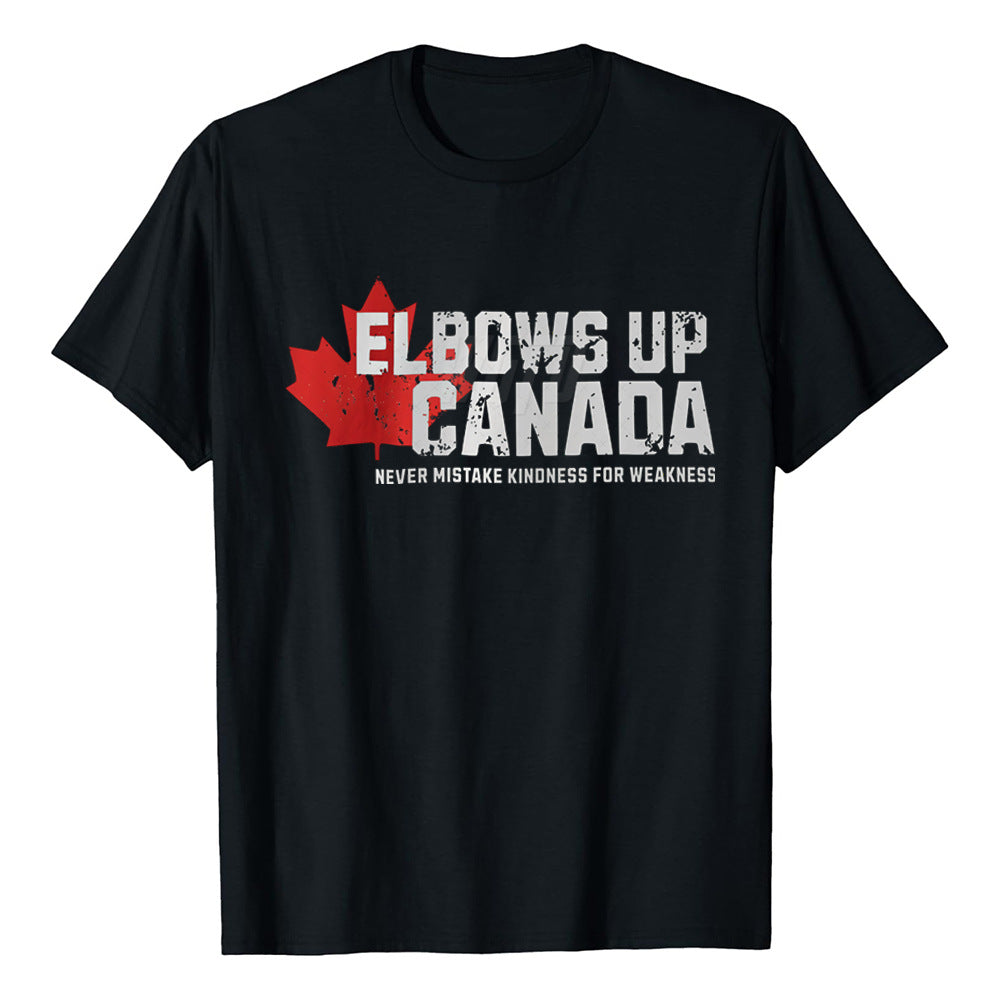 Elbowa Up Canada Printed Loose Short Sleeve Sports Breathable