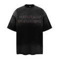 American-style Retro Washed Distressed Letters Printed Gradient Short-sleeved T-shirt For Men
