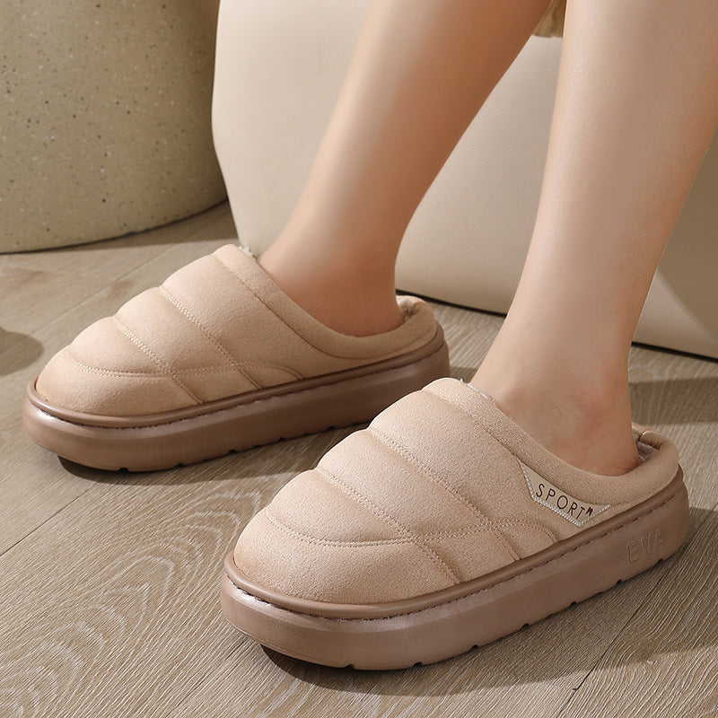 Fashion Solid Plush Slipper Winter Warm Indoor Floor Bedroom Home Slippers For Couple Thick-soled House Shoes Women Men null