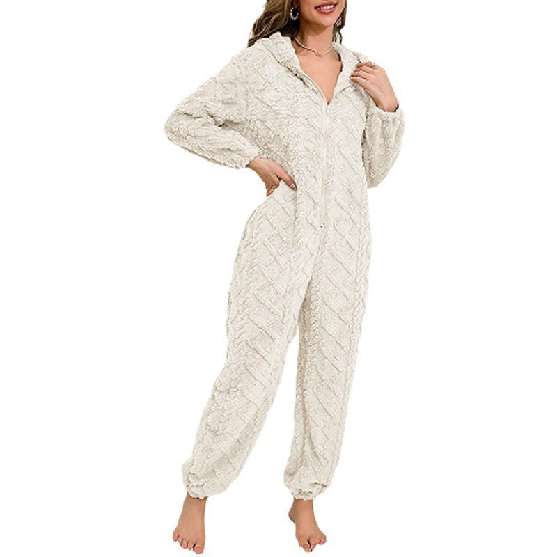 Casual Home Warm Coral Fleece One-piece Pajamas null