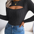 Women'S Long Sleeve Hollow Sweater | High Stretch Fabric, Crew Neck, Sexy Slim Fit, Autumn/Winter