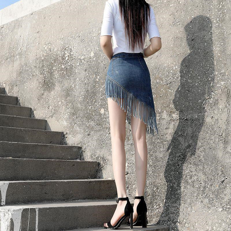 Fashion New Tassel Denim Skirt For Women null