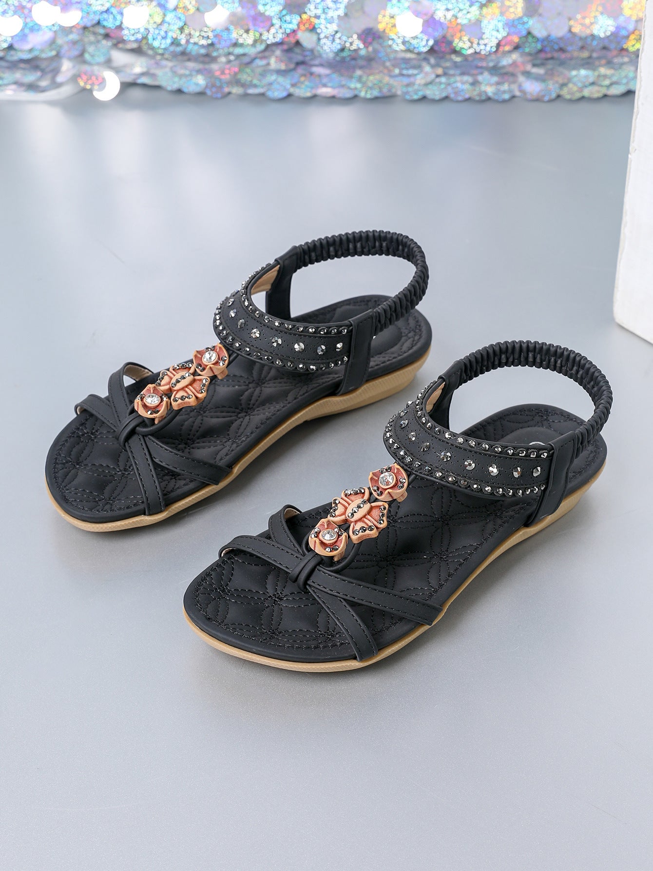 Women's Flat Sandals Plus Size Diamond Casual Shoes null