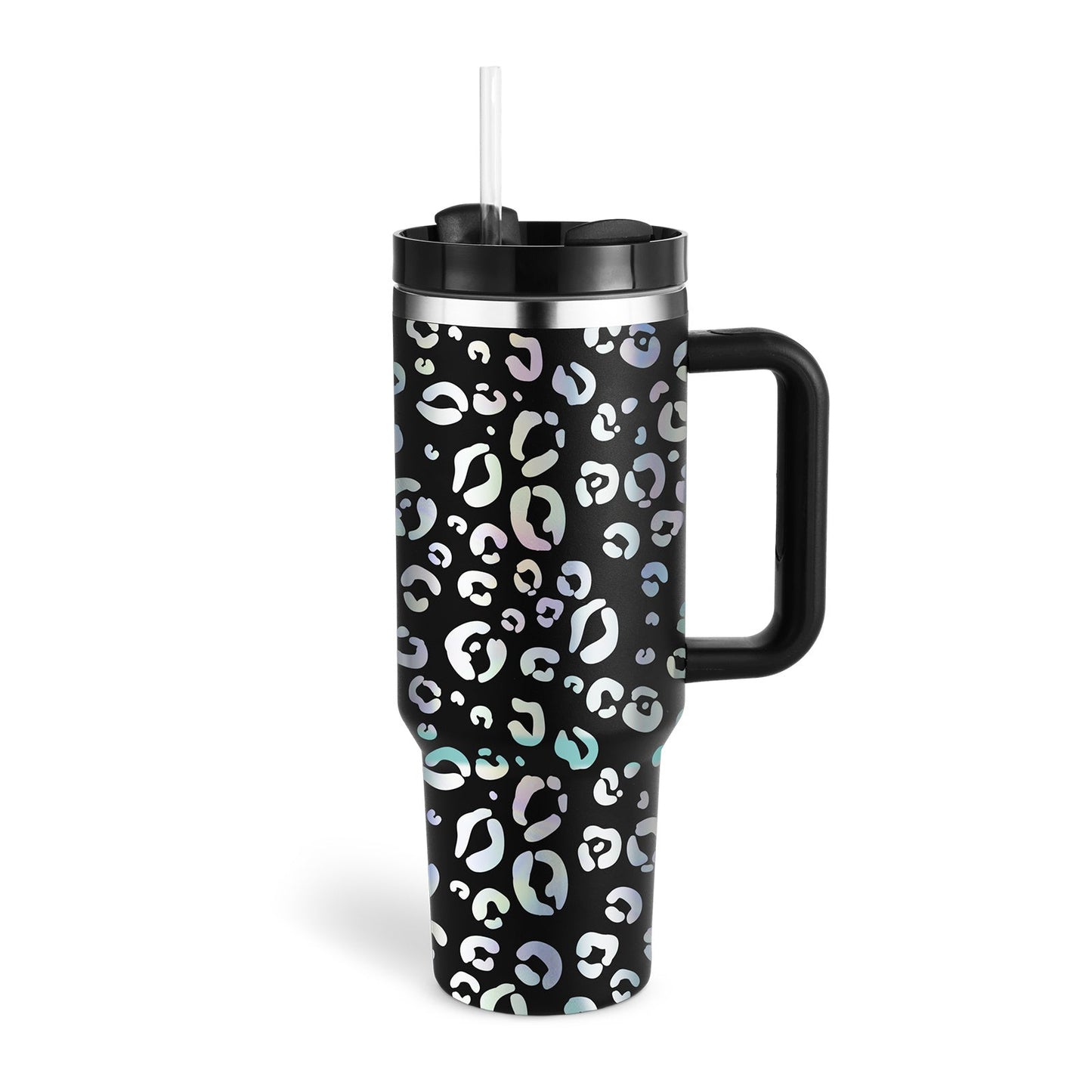 40oz Straw Coffee Mug With Handle Portable Car Stainless Steel Water Bottle Large Capacity Travel Bisphenol A Free Mug null