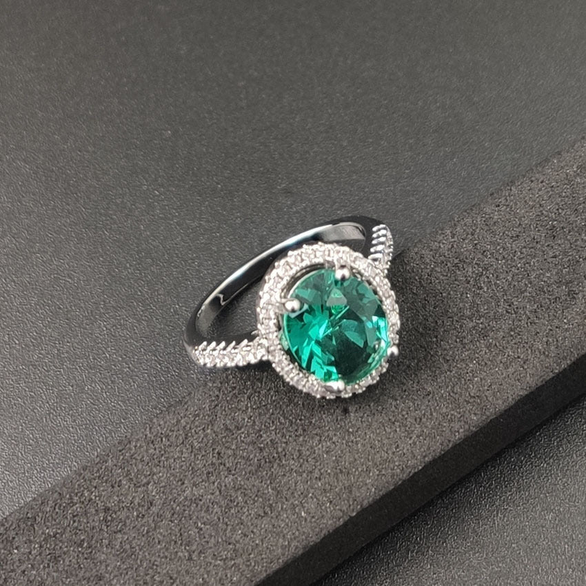 Luxury Zircon Round Ring Full Of Diamonds Ring Engagement Wedding First Ornament