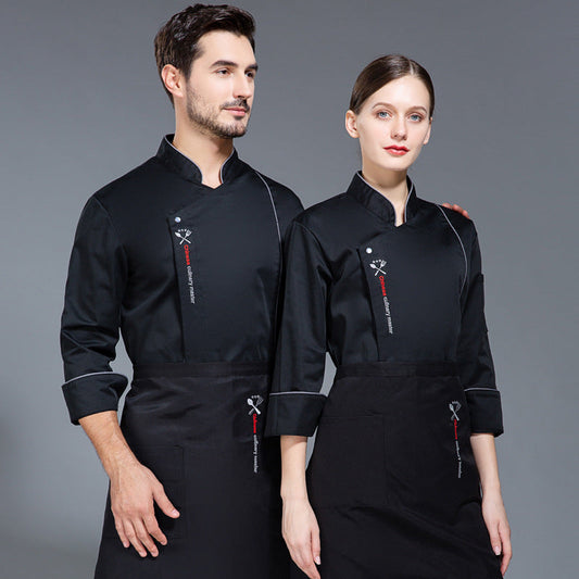 Creative Solid Color Printing Chefs' Work Clothes For Men null