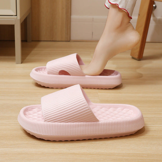 Summer EVA Slippers Solid Color Rhombus Stripe Anti-slip Slippers New Women's Home Shoes null