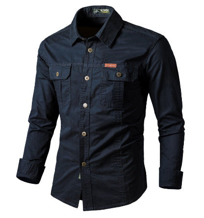 Men's Casual Loose-fit Long-sleeve Work Shirt