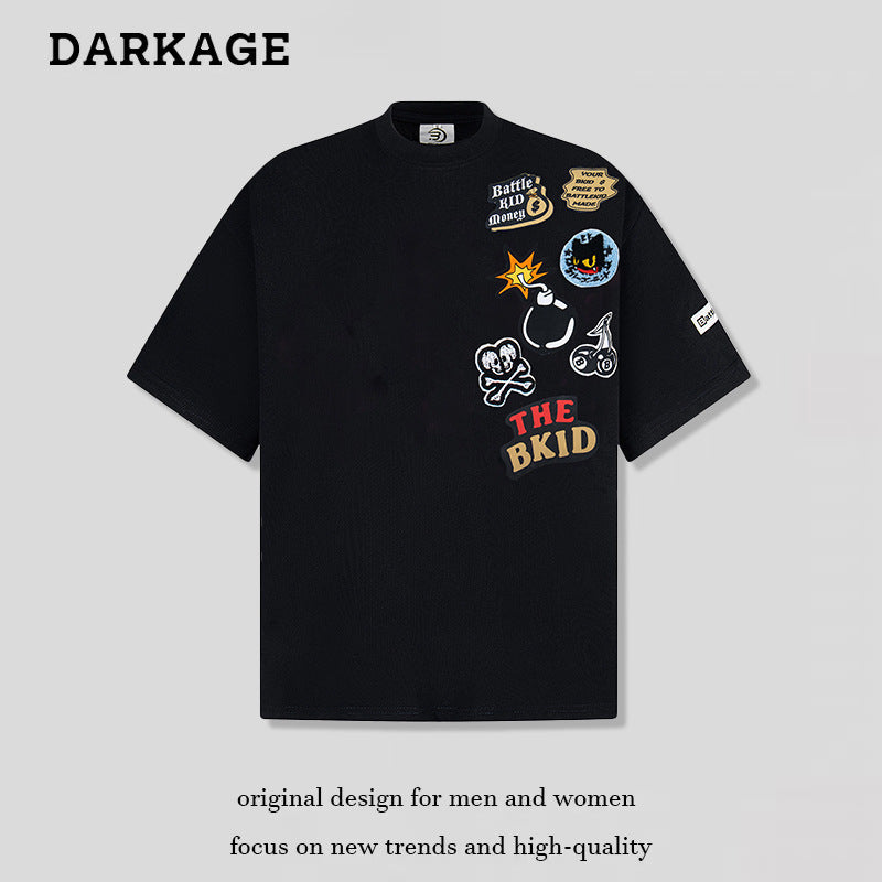 Cartoon Towel Embroidery Short-sleeved T-shirt