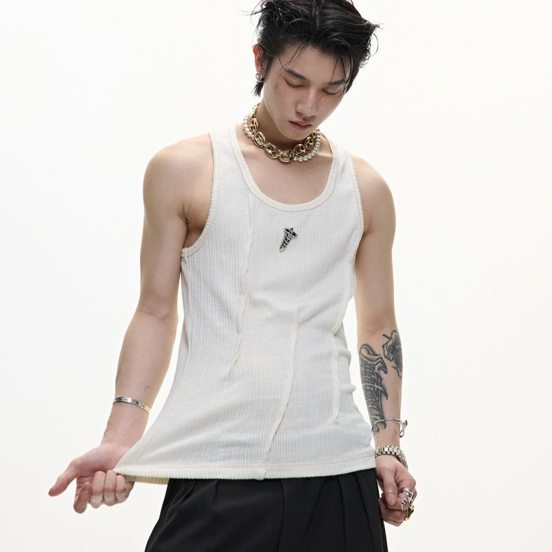 Metal Decorative U-collar Vest Men's Summer New Simple And Versatile