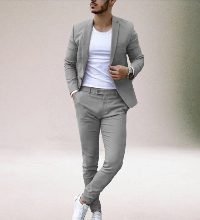 Men Leisure Set Digital Printing Two Button Suit Top Two-piece Pants