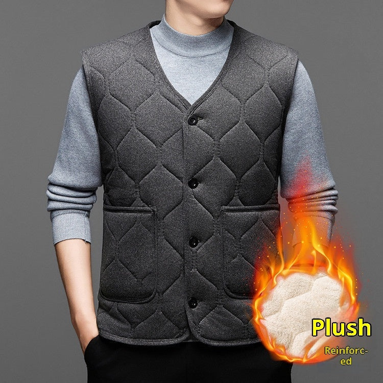 Middle-aged Men's Fleece-lined Thick Cotton Vest