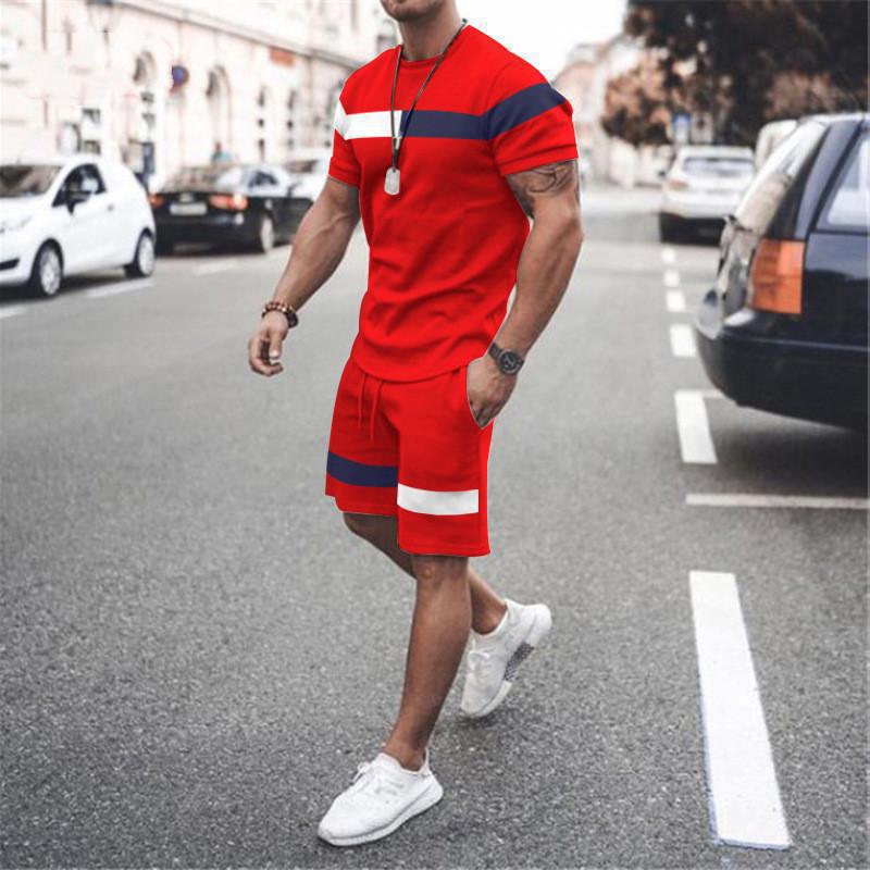 Fashion Personality Men's Casual Printed T-shirt Suit