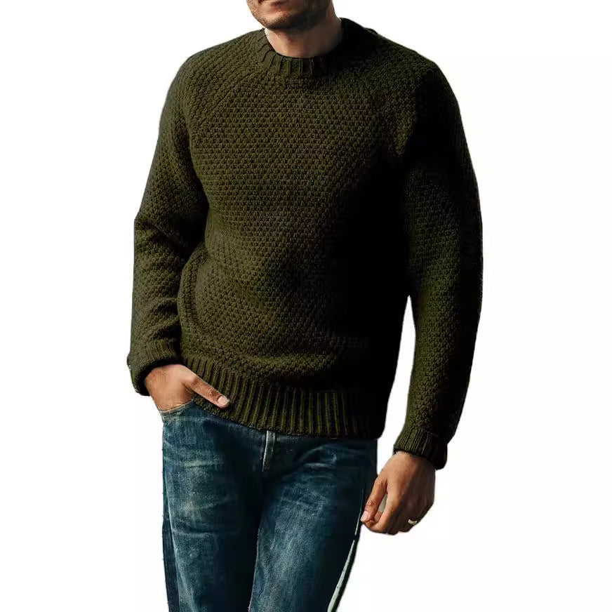 Men's Pullover Sweater Winter Casual Solid Color Round Neck Knitted Top Clothing null