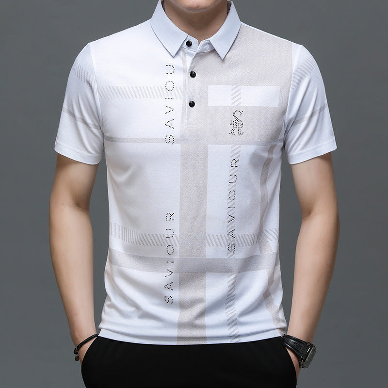 Middle-aged People's Printing Polo Shirt Fashionable Stylish Lapel