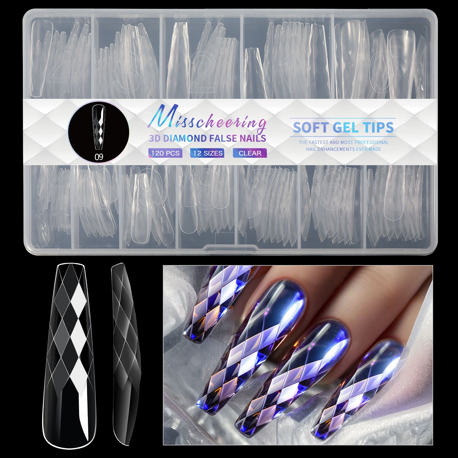 3D Diamond Wear Long Shaping Nail Tip