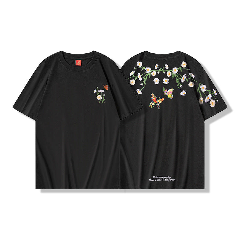 New National Fashion Short-sleeved T-shirt Butterfly Light Changing Chinese Style