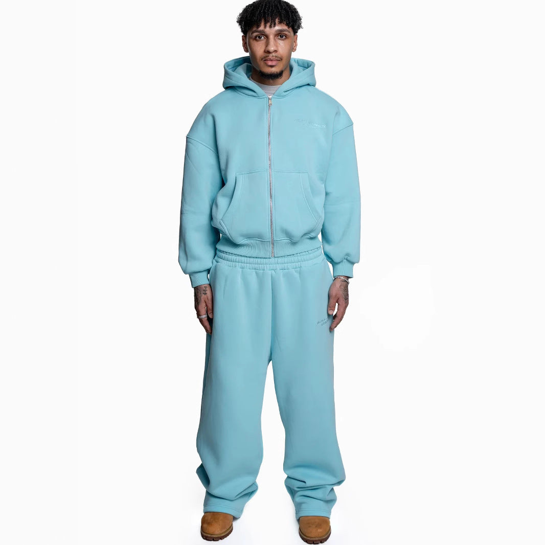 New Printed Street Fashion All-match Sweater Loose Straight Trousers Suit