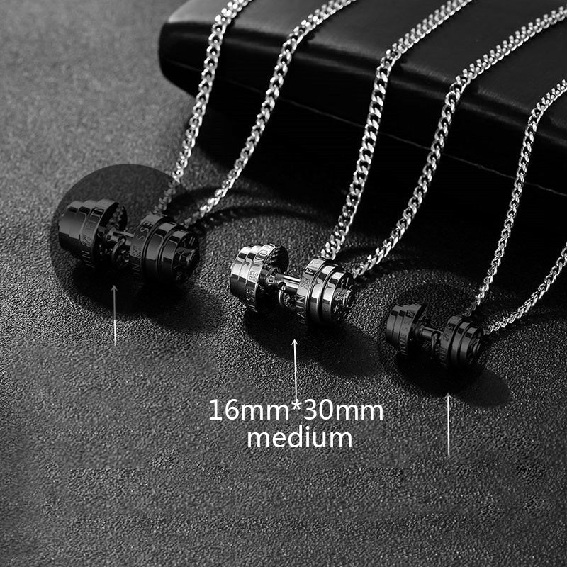 Stainless Steel Weights Gym Barbell Necklace Men null