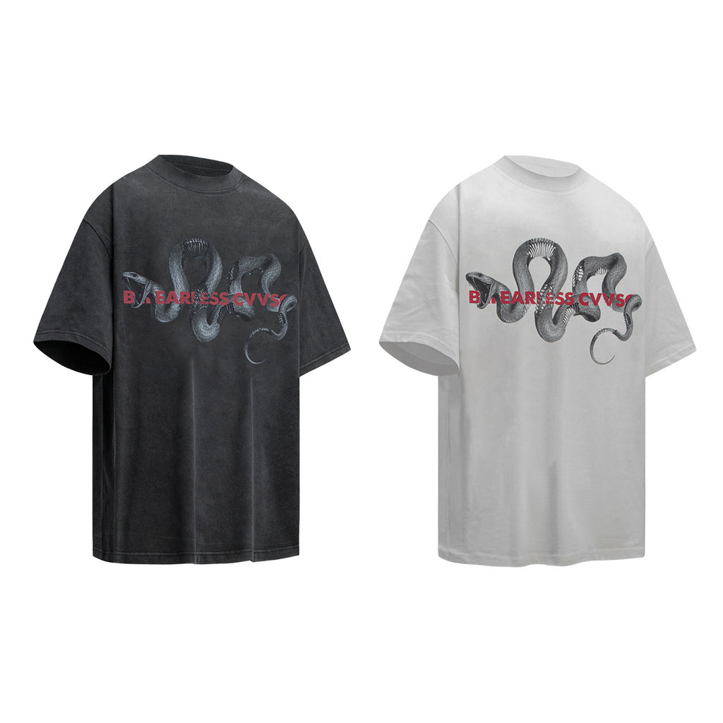 Men's Snake Year Pattern Design Loose High-end Short Sleeve