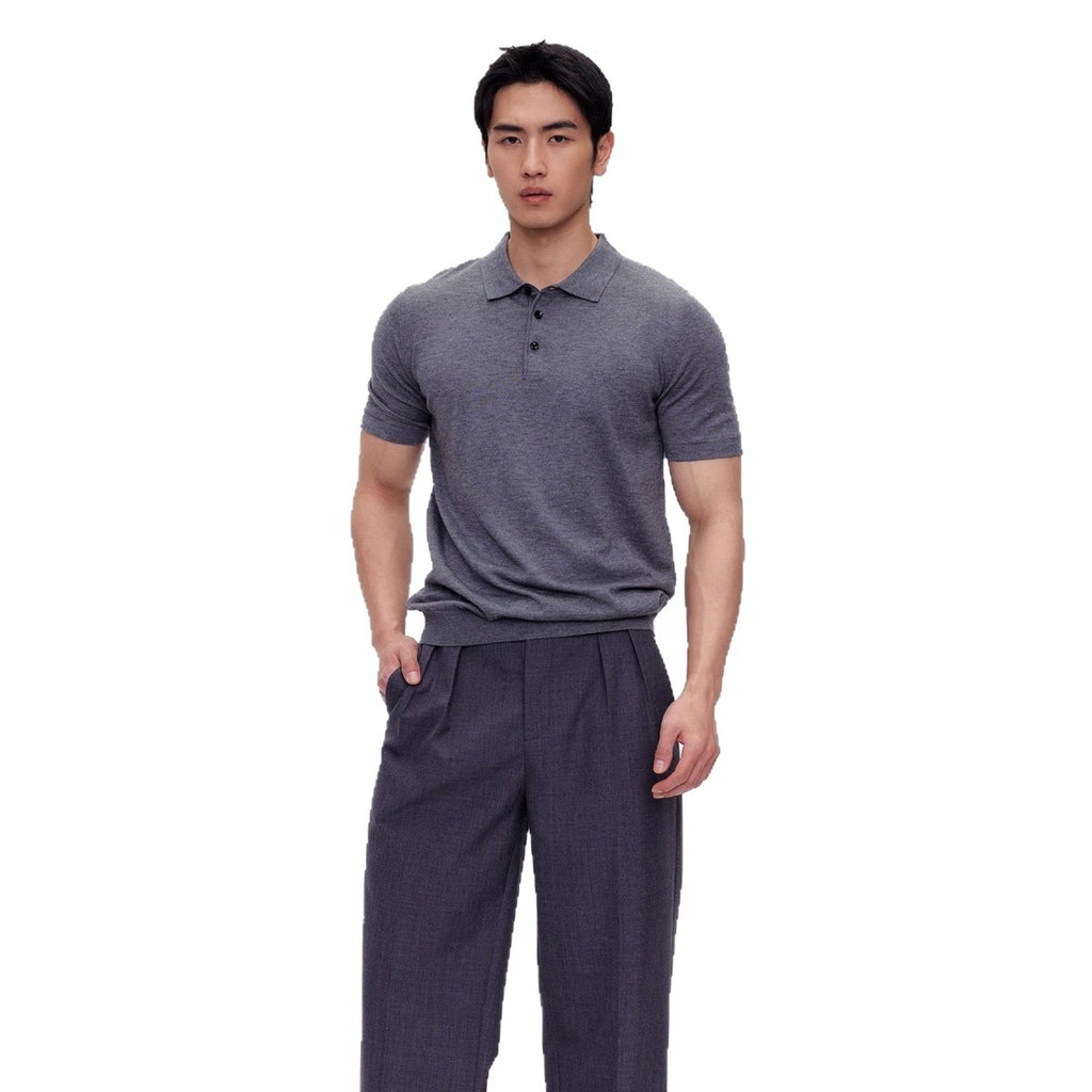 Men's Simple Summer American Casual Polo Collar Knitted Short-sleeved Bottoming Shirt