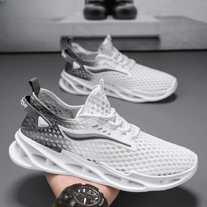 Men's Lace-up Sneakers Mesh Sports Shoes Fashion Hollow-sole Low Top Running Shoes null