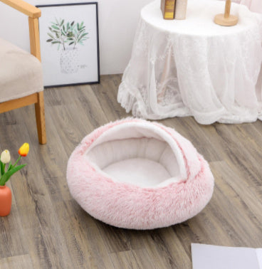 2 In 1 Dog And Cat Bed Pet Winter Bed Round Plush Warm Bed House Soft Long Plush Pets Bed Pet Products null