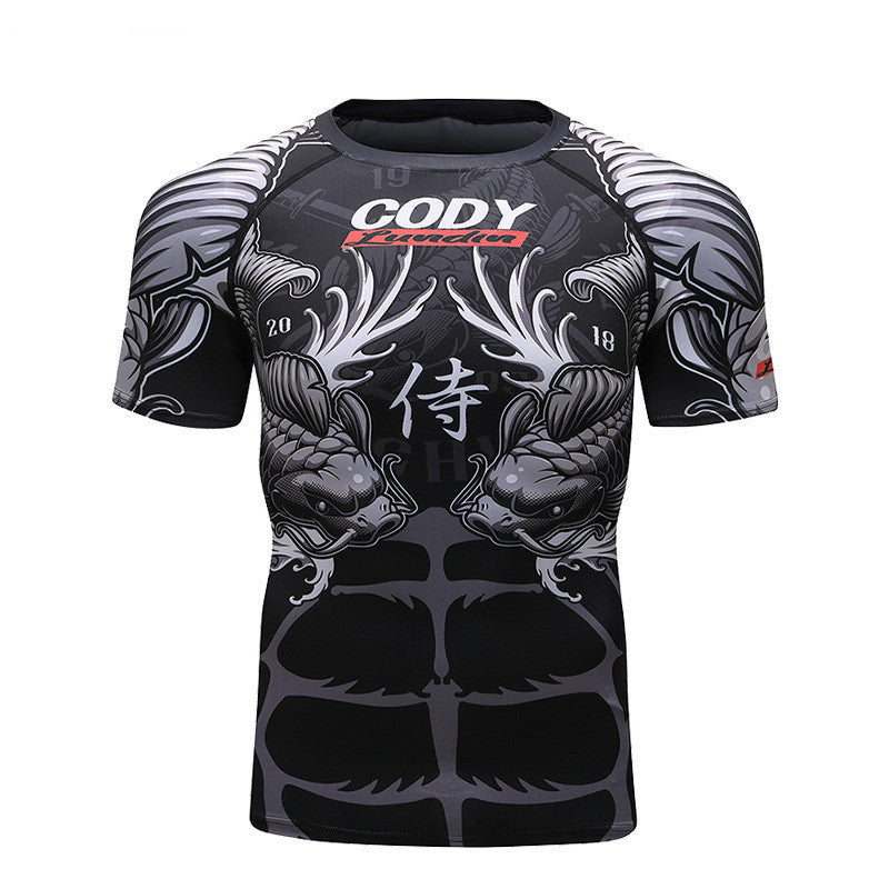 New Style Gym Clothes Men's Short-sleeved Sportswear null