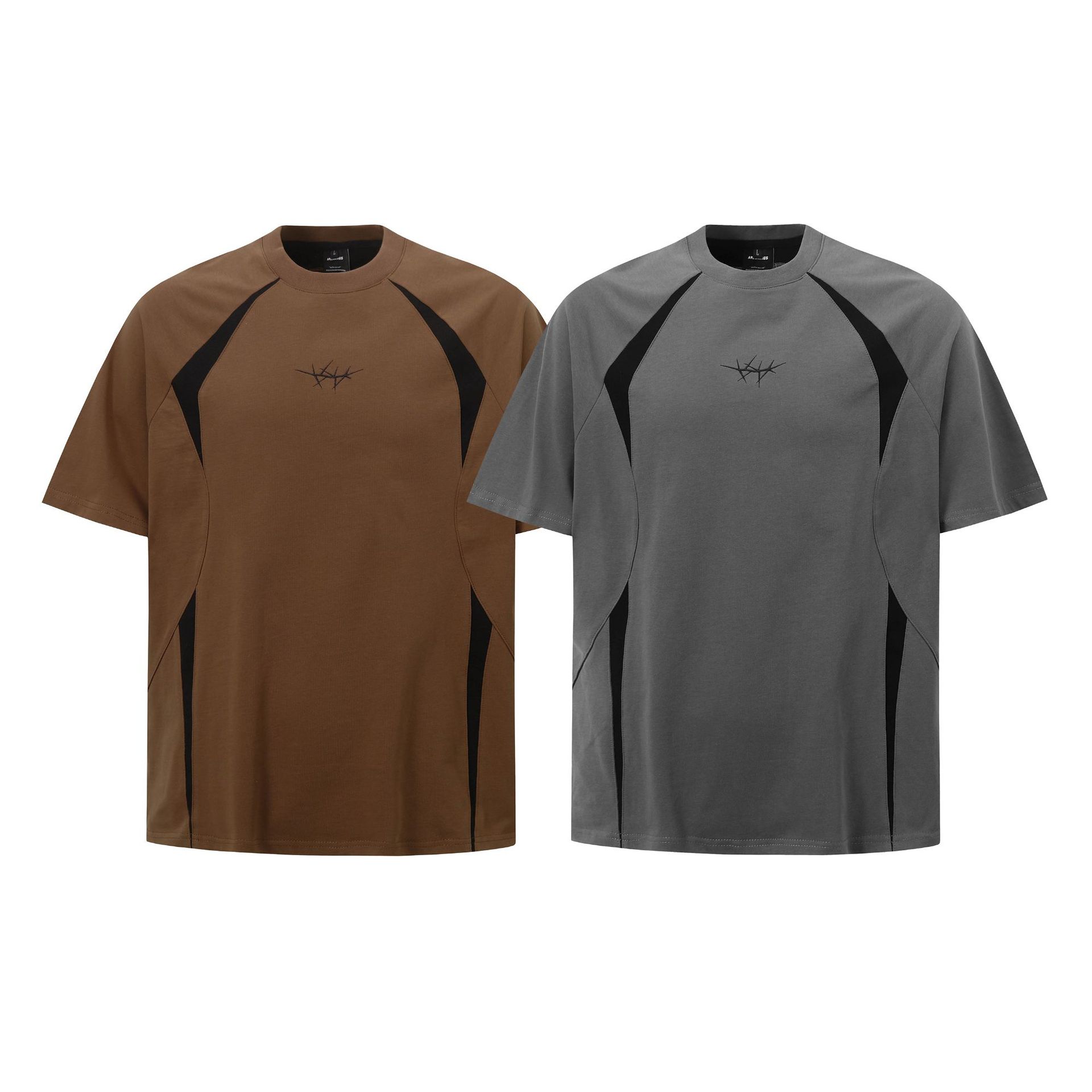 American Raglan Sleeve Retro Contrast Color Half Sleeve T-shirt