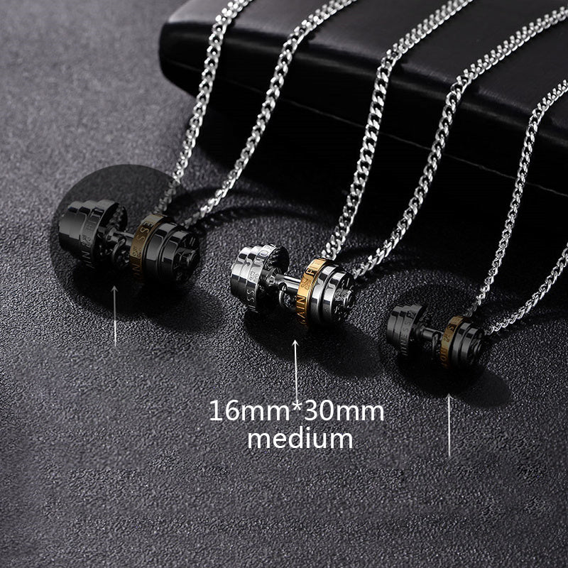 Stainless Steel Weights Gym Barbell Necklace Men null