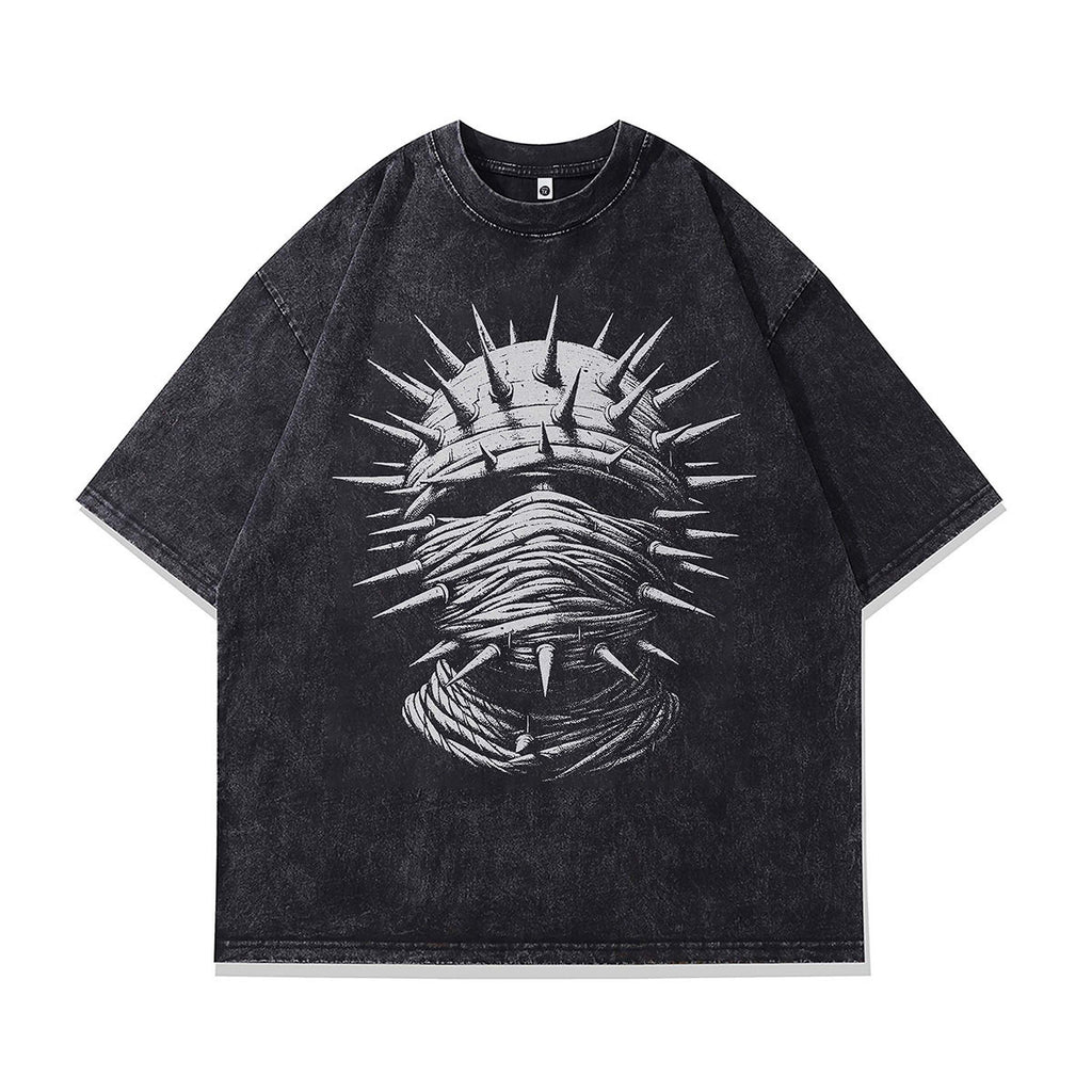 Studs Head Print High Street Wash Short Sleeve