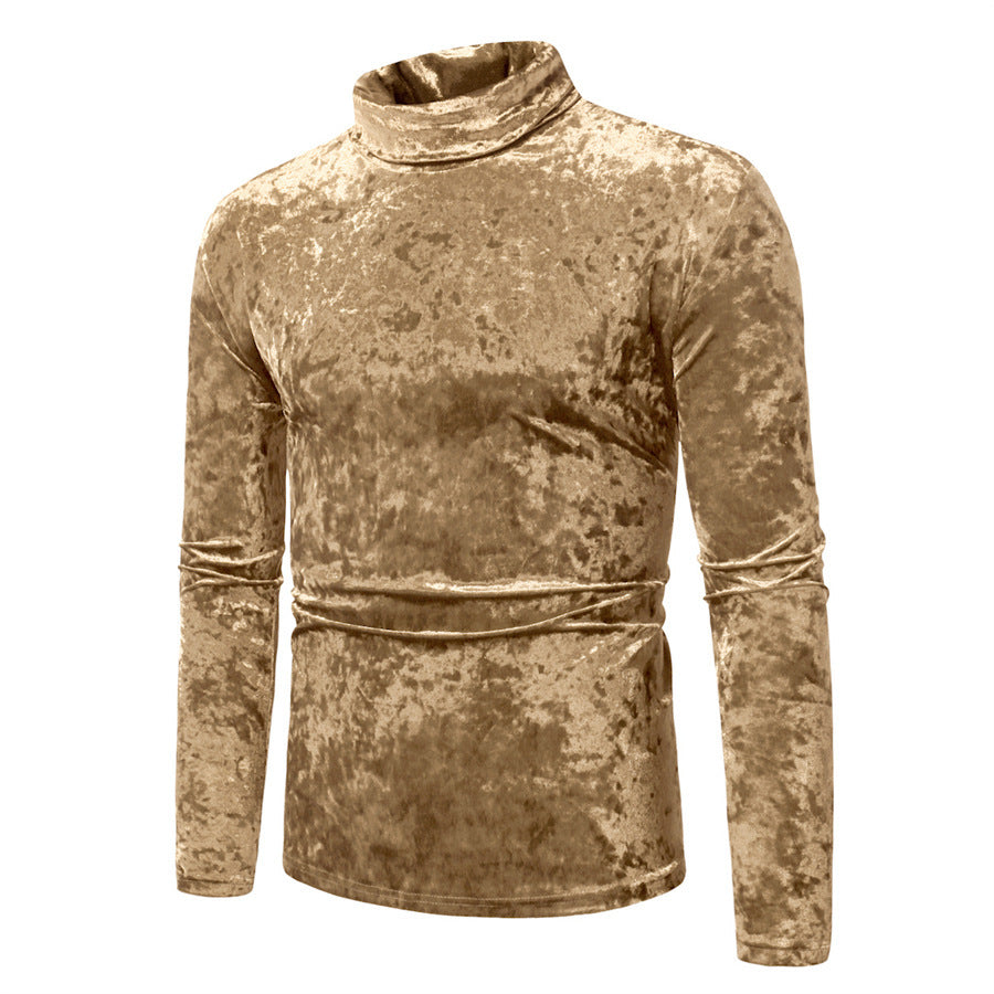 New Men's Long-sleeve Fashionable Velvet High-neck Undershirt