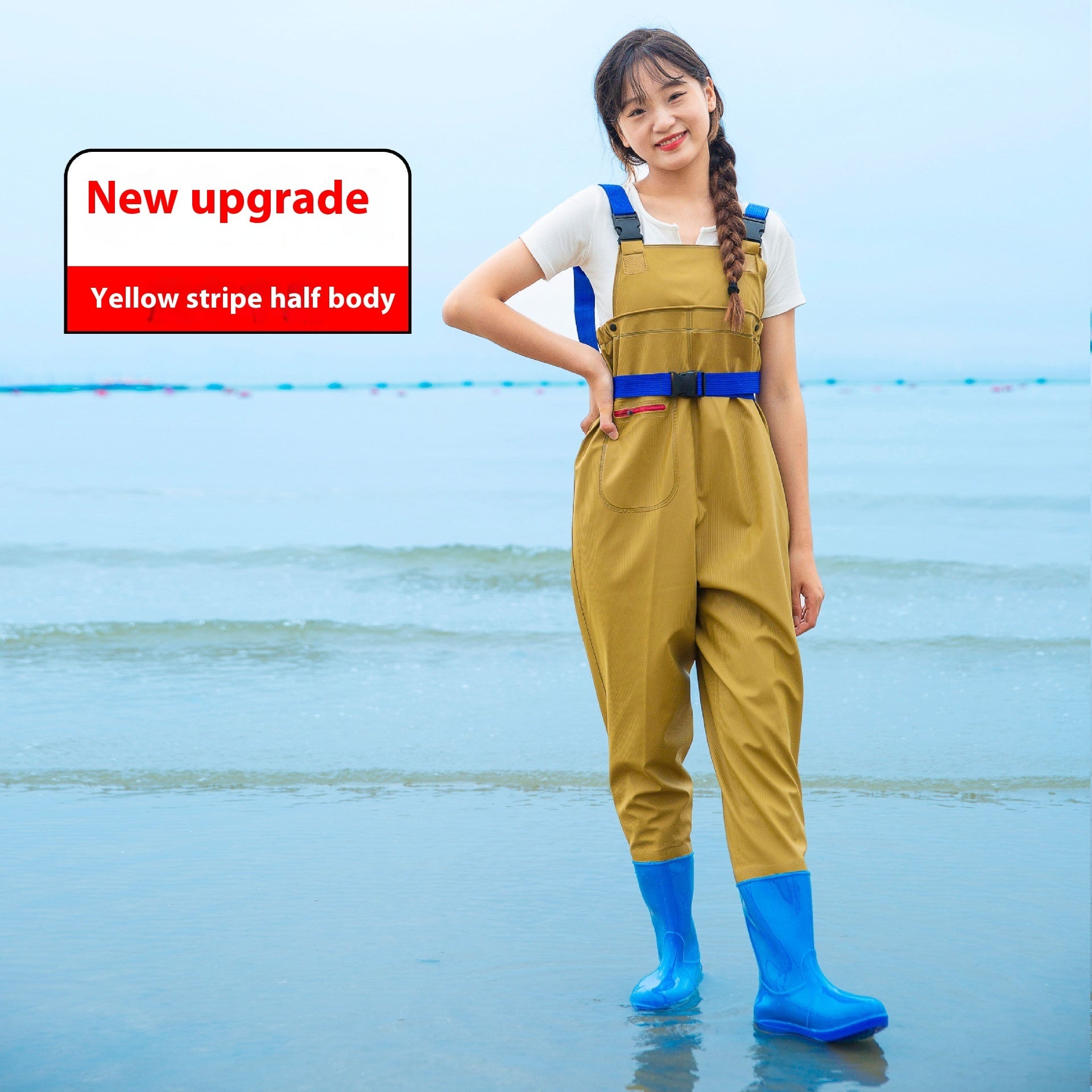 Women's Thick Waterproof One-piece Half Body Rain Pants