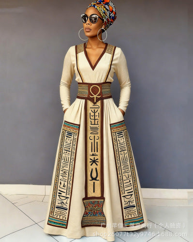 Vestido longo elegante e estiloso com barra rodada para mulheres