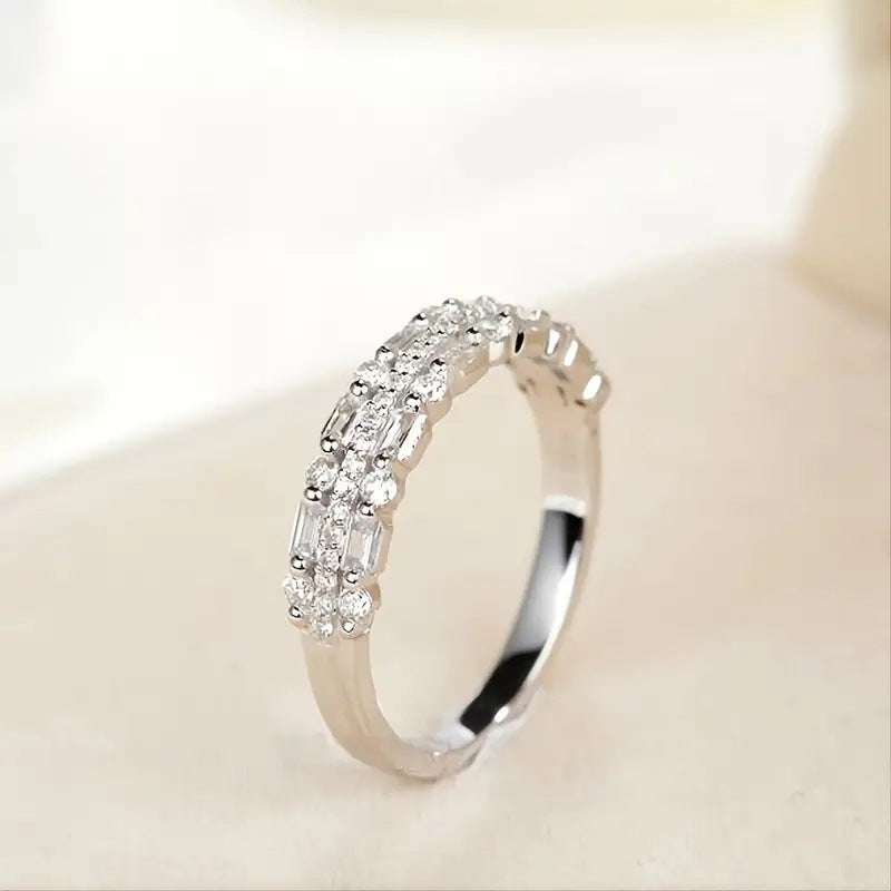 Multilayer Ring Three-layer Fine Circle Line Setting For Women Full Finger Rings Jewelry Gifts null