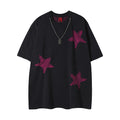 Cool Contrast Color Five-pointed Star Lazy And Loose Top