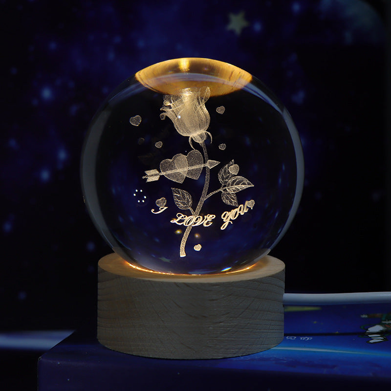 Luminous Starry Sky And Planets Moon Moon Crystal Ball Small Night Lamp Projection Ambience Light Creative Gift New Strange Gift null