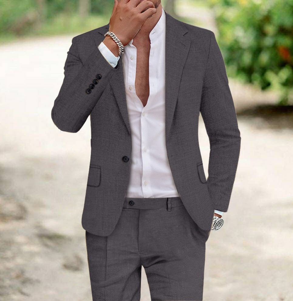 Men's Suit Solid Color Two-piece Suit