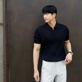 Polo Collar Polo Shirt Knitted Short Sleeve