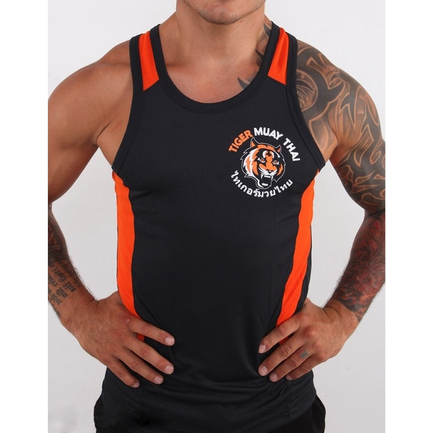 Thai Tiger Boxing Gym Black and Orange Vest null