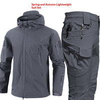 Alt Tag: Camouflage Padded Jacket And Pants Suit for men, breathable waterproof windproof outdoor set with hooded jacket and cargo pants