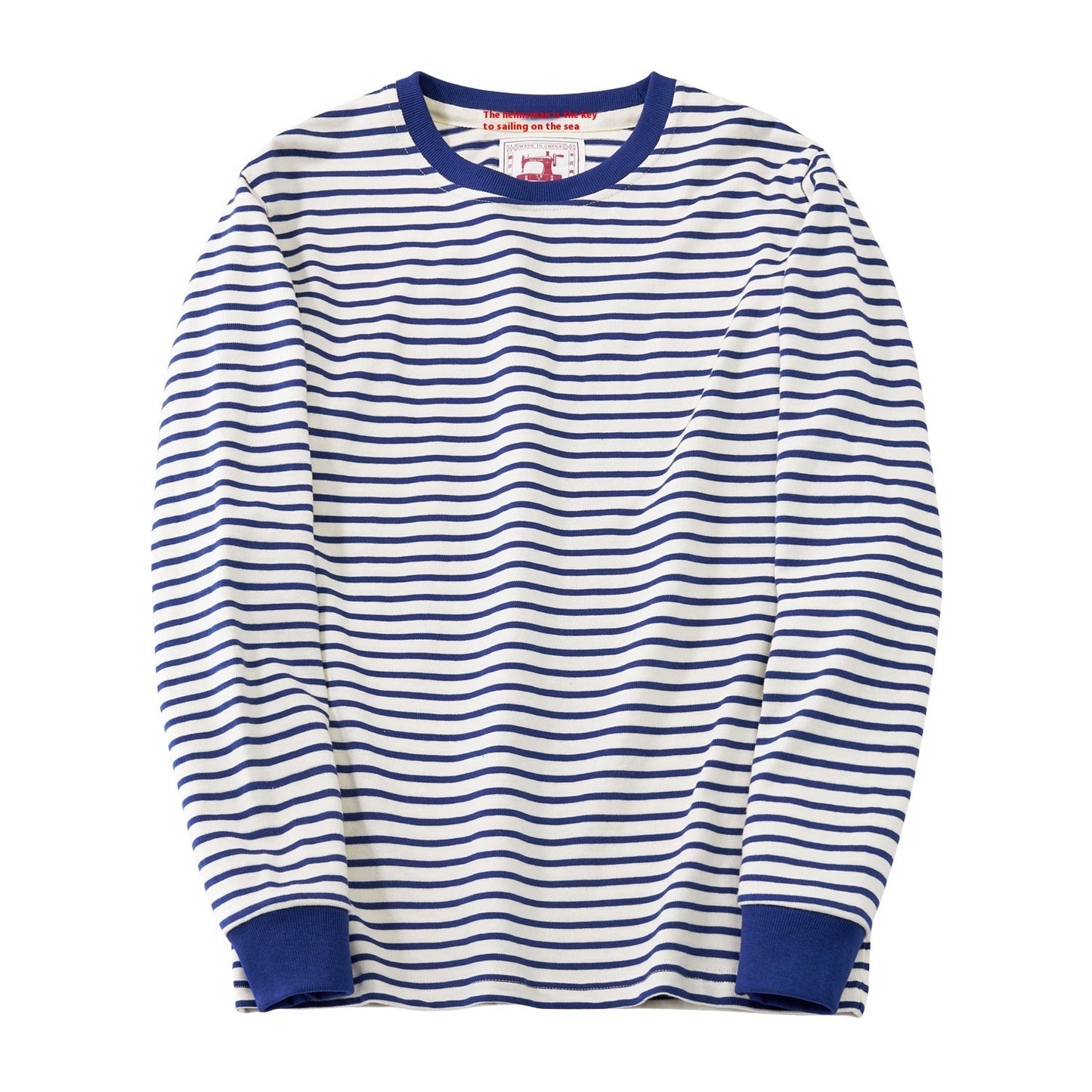 Classic Retro Cotton Striped Round Neck Casual Long Sleeve T-shirt Men null