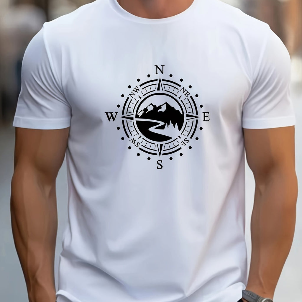 Compass Printed Men's T-shirt Short Sleeve