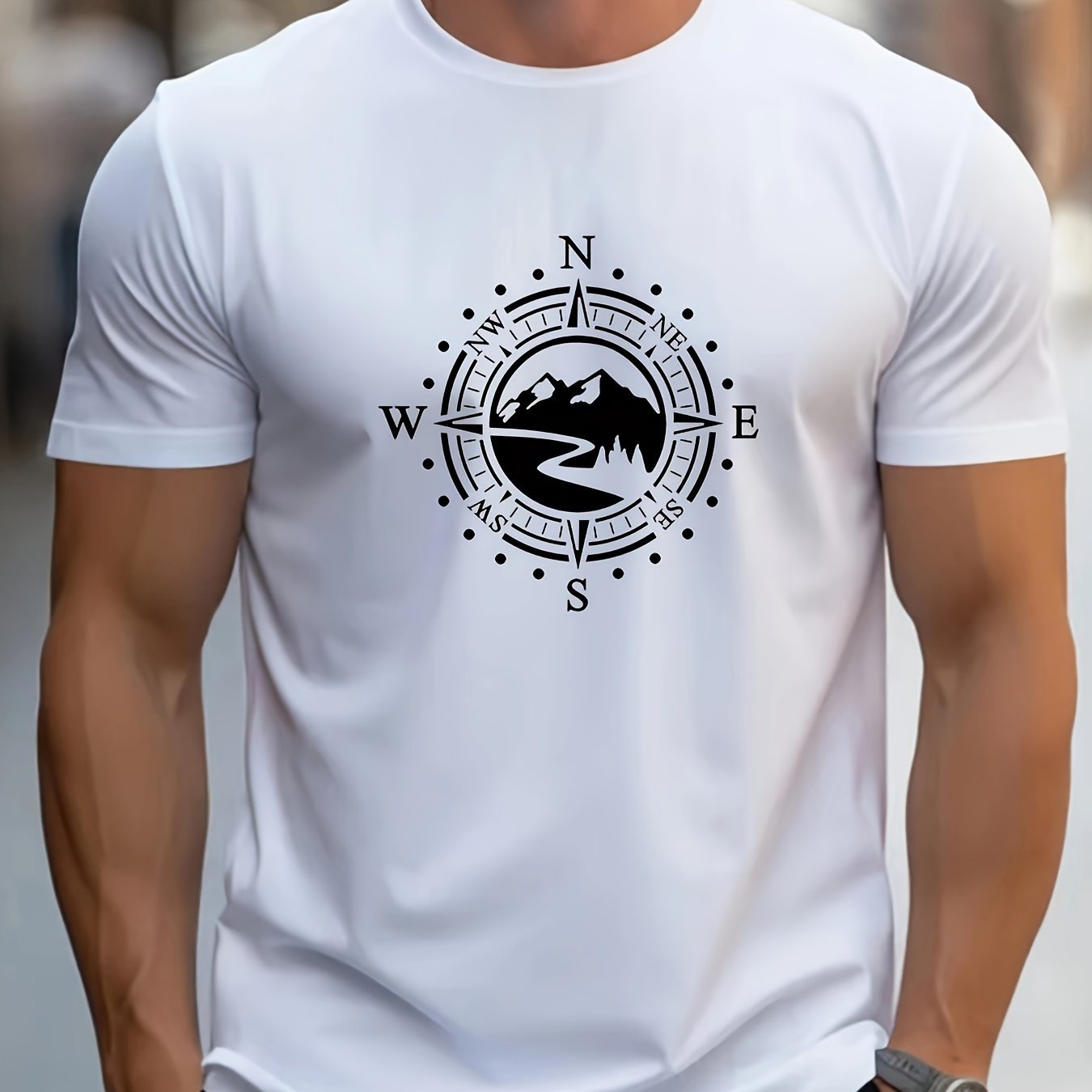 Compass Printed Men's T-shirt Short Sleeve