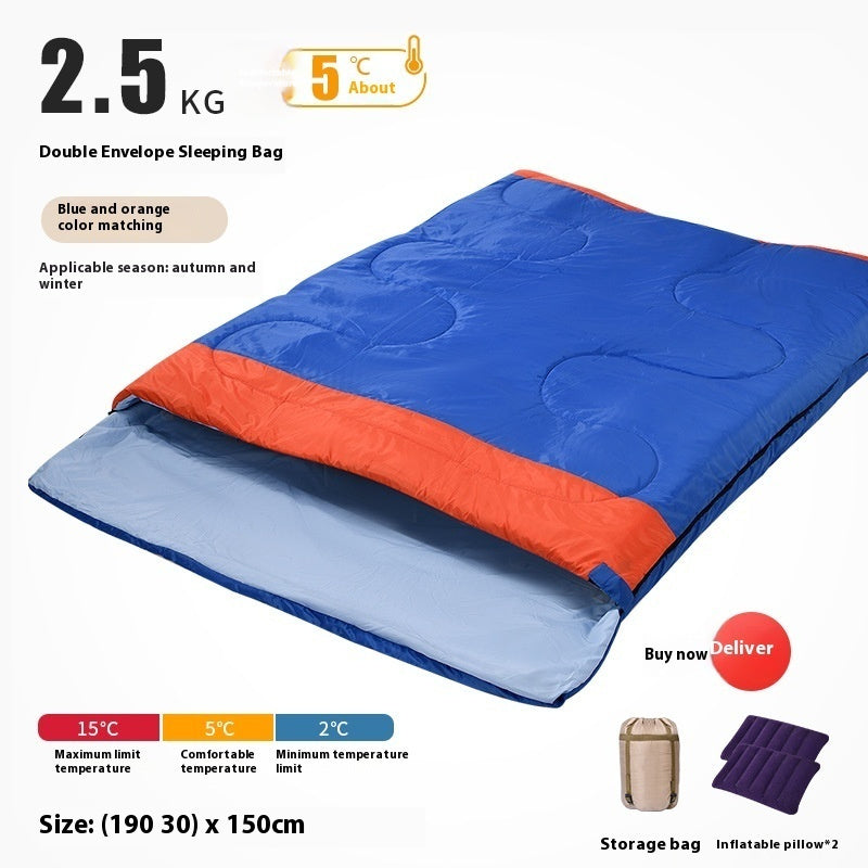 Double Sleeping Bag Adult Outdoor Camping Thickened Warm-keeping And Cold-proof Quilt Dual-use null