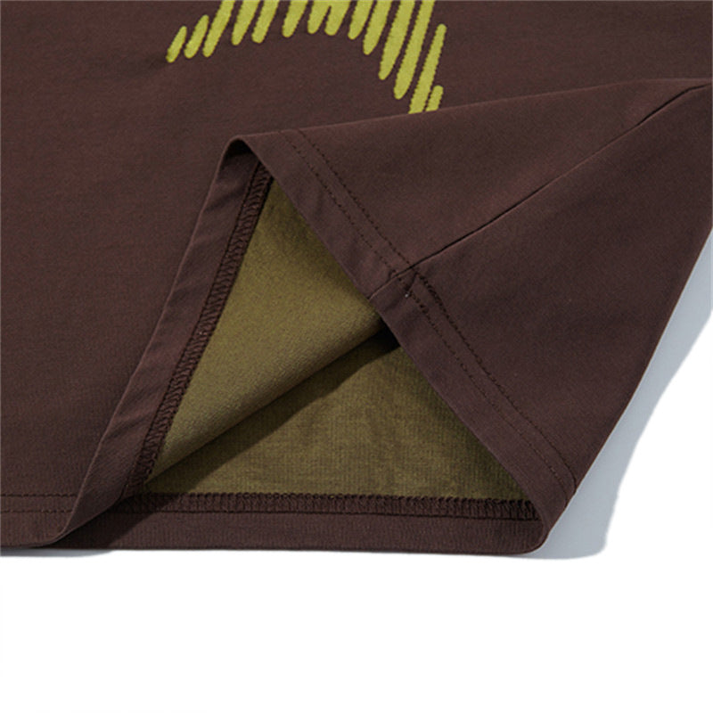 Cool Contrast Color Five-pointed Star Lazy And Loose Top