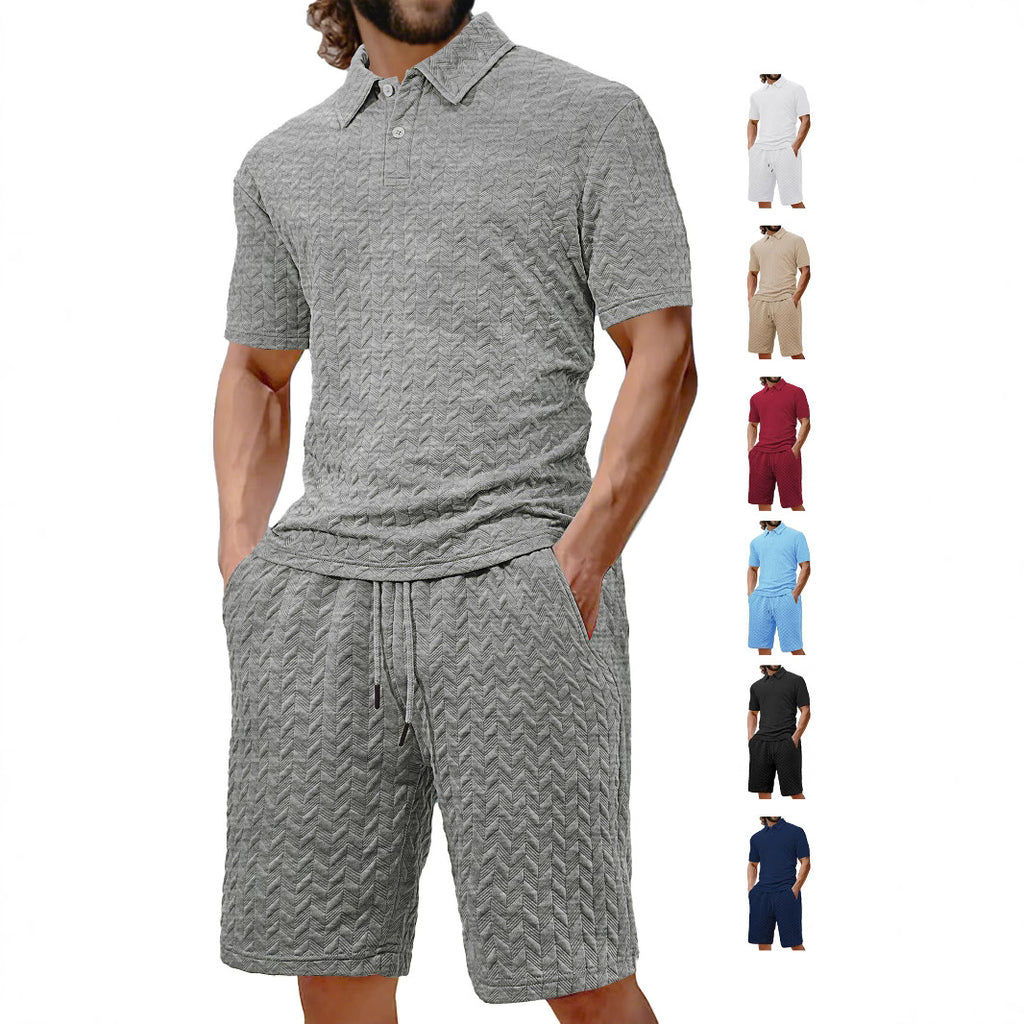 Summer Lapels Casual Short Sleeve Men's Shirt Suit