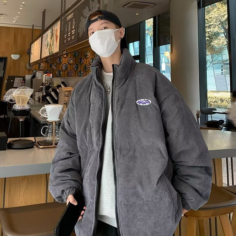 Retro-style Thickened Loose-fit Men's Coat With A Stand-up Collar