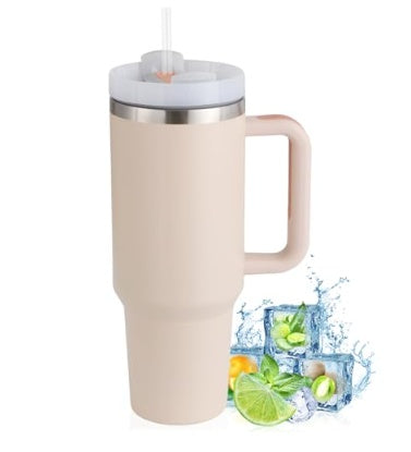 40oz Straw Coffee Mug With Handle Portable Car Stainless Steel Water Bottle Large Capacity Travel Bisphenol A Free Mug null