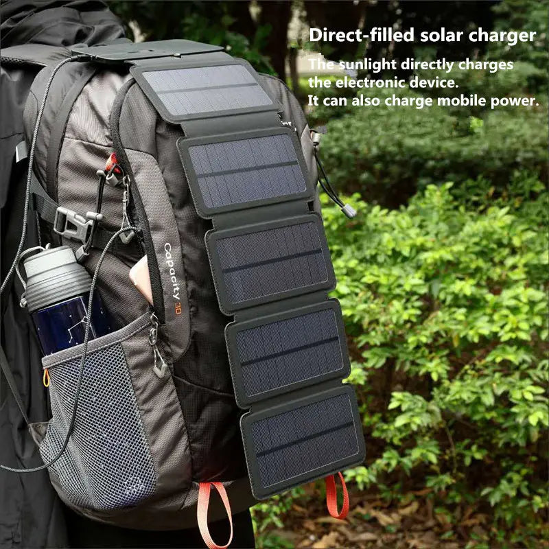 Outdoor Folding Solar Panel Charger Portable 5V 2.1A USB Output Devices Camp Hiking Backpack Travel Power Supply For Smartphones null